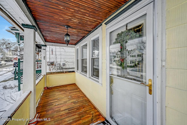 exterior space featuring wood ceiling