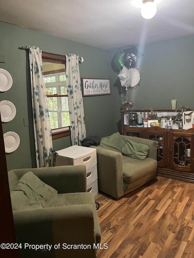 living room with wood-type flooring