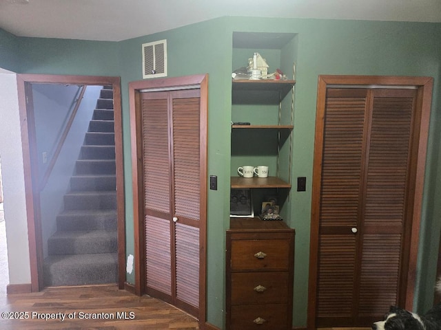 interior space featuring dark hardwood / wood-style floors