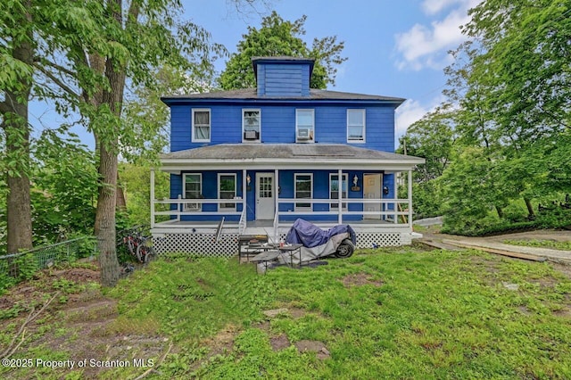 612 Farber Ct, Scranton, PA 18510 - view of front of house featuring covered porch, a shingled roof, and a front lawn