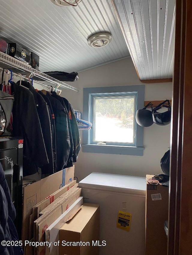 spacious closet featuring vaulted ceiling