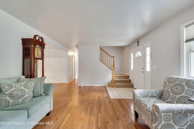 living room featuring light wood-type flooring