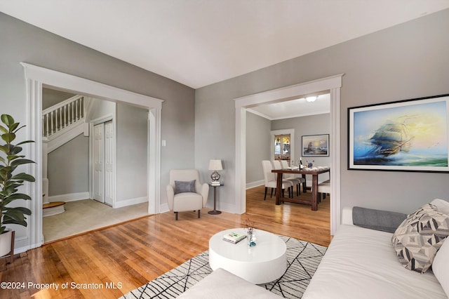 living room with hardwood / wood-style flooring