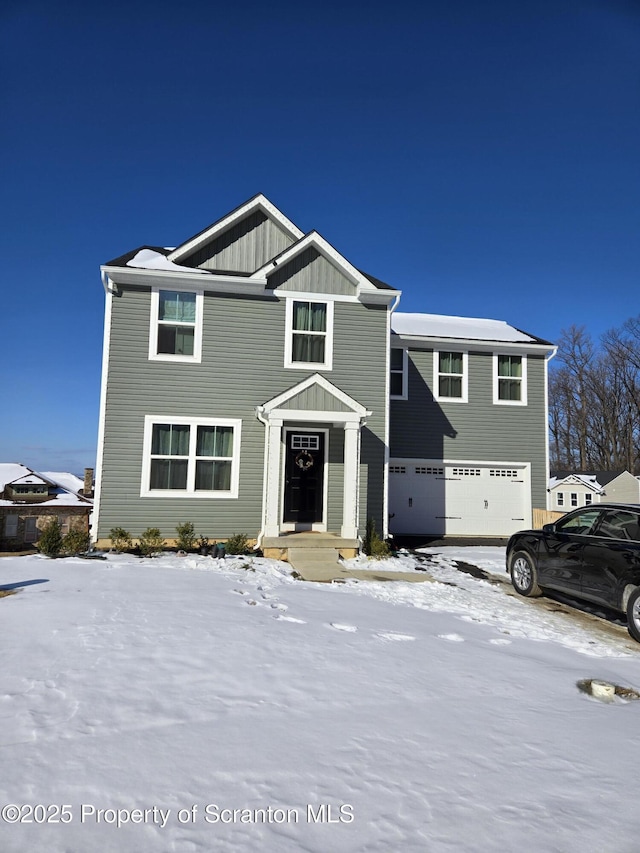 view of front of house with a garage