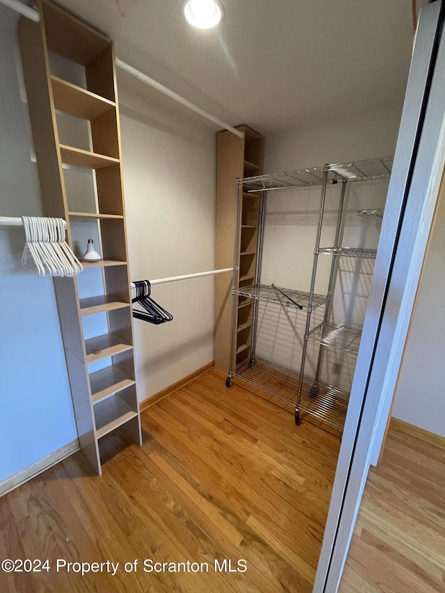 spacious closet with hardwood / wood-style floors