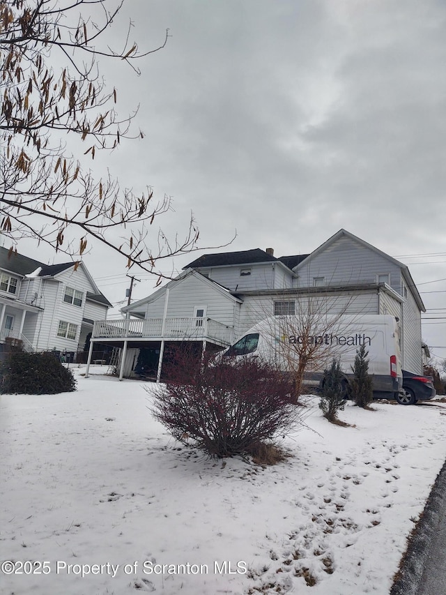 view of snow covered exterior