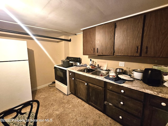510 Moltke Ave, Scranton, PA 18505 - kitchen featuring white appliances, a sink, dark brown cabinets, and light countertops