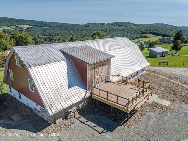 aerial view with a mountain view