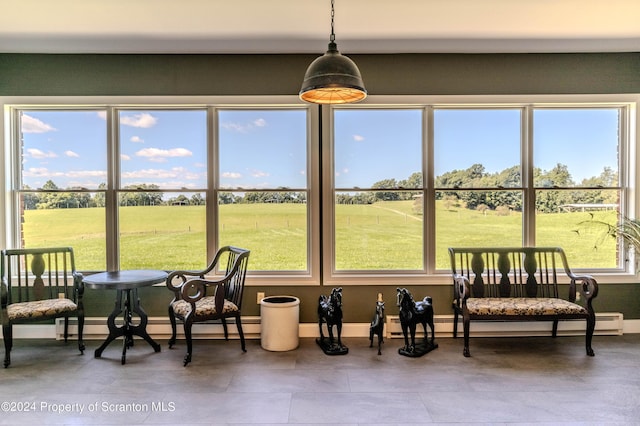 sunroom / solarium featuring a baseboard radiator