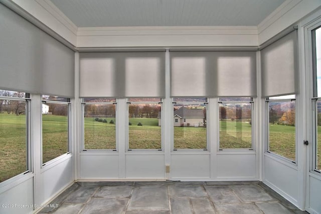 view of unfurnished sunroom