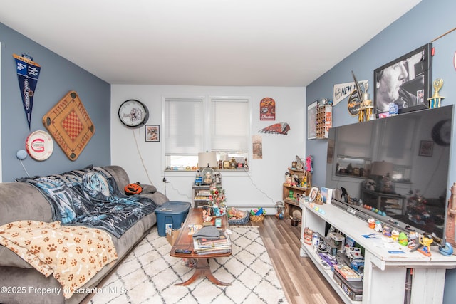 living room with light hardwood / wood-style floors