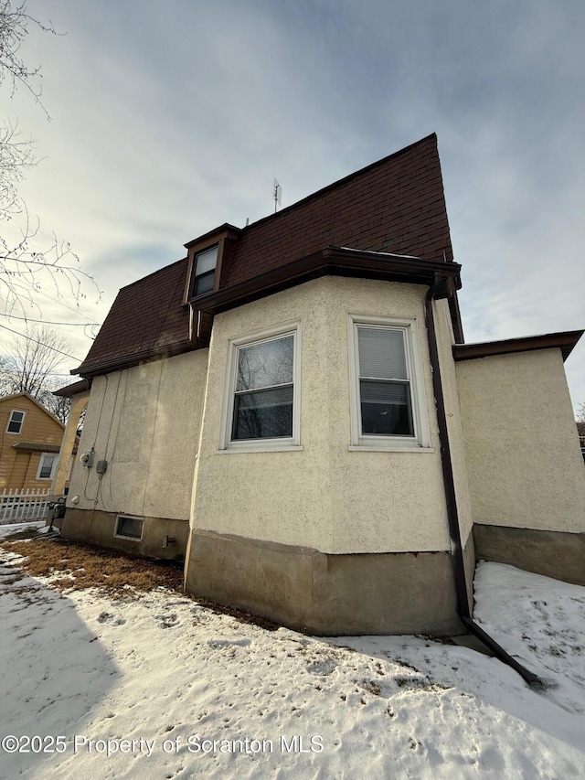 view of snow covered exterior