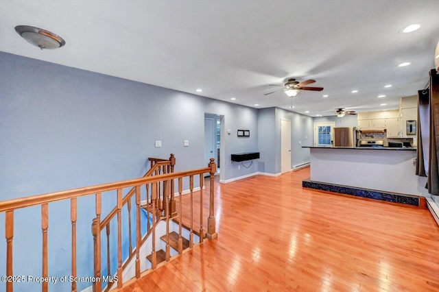 211 Hill St, Dupont, PA 18641 - living area with a ceiling fan, recessed lighting, and light wood-type flooring