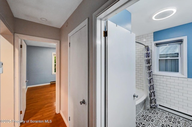 211 Hill St, Dupont, PA 18641 - bathroom with shower / bathtub combination with curtain