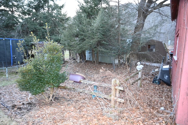 view of yard featuring a trampoline