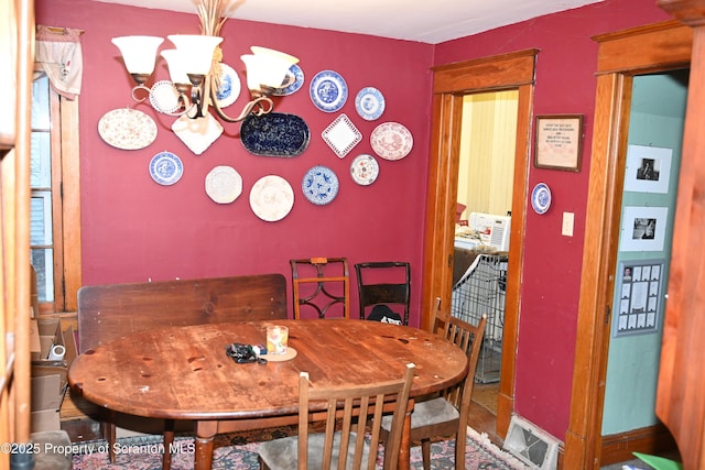 dining area featuring visible vents