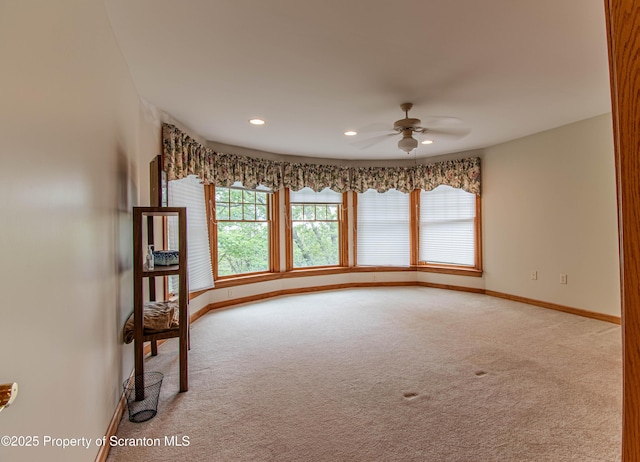 72 Adams Dr, Waymart, PA 18472 - spare room featuring carpet flooring, ceiling fan, and recessed lighting