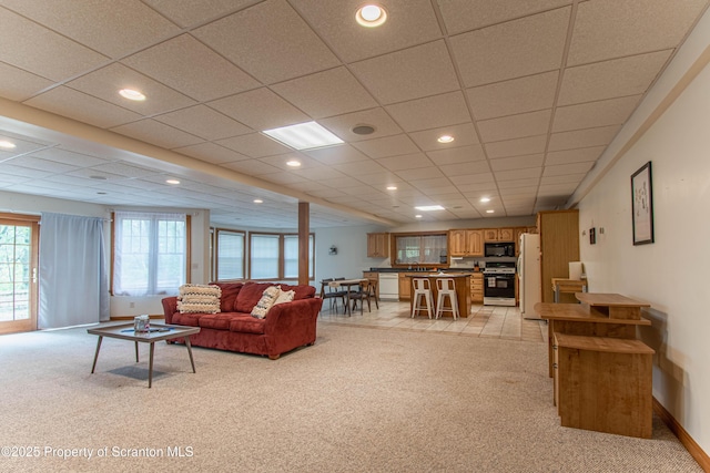 72 Adams Dr, Waymart, PA 18472 - living room with light carpet and recessed lighting