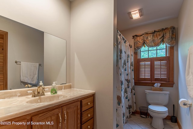 72 Adams Dr, Waymart, PA 18472 - full bath with vanity, tile patterned flooring, and a shower with curtain
