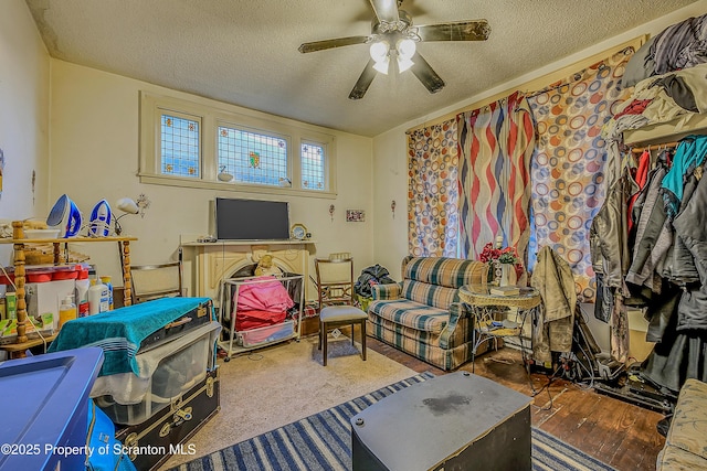 167 S Hyde Park Ave, Scranton, PA 18504 - living room featuring a textured ceiling and a ceiling fan