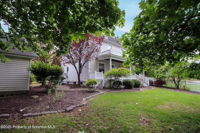525 N Abington Rd, Waverly Twp, PA 18411 - view of yard with a balcony and covered porch
