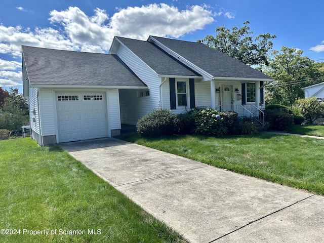 single story home with a front lawn and a garage