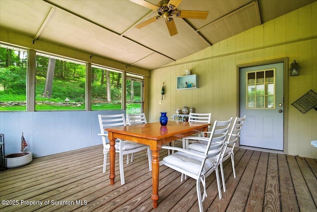 104 Sturbridge Rd, Clarks Summit, PA 18411 - sunroom / solarium featuring a ceiling fan, vaulted ceiling, and outdoor dining space