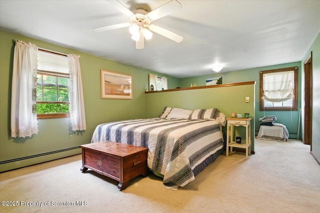 104 Sturbridge Rd, Clarks Summit, PA 18411 - bedroom with a baseboard radiator, carpet floors, ceiling fan, and baseboard heating