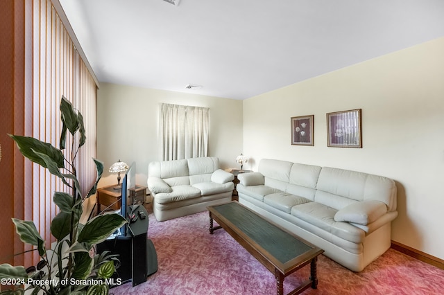 living room featuring carpet flooring