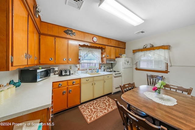 kitchen featuring sink and white appliances