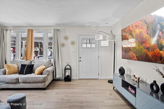 living room featuring light wood-type flooring