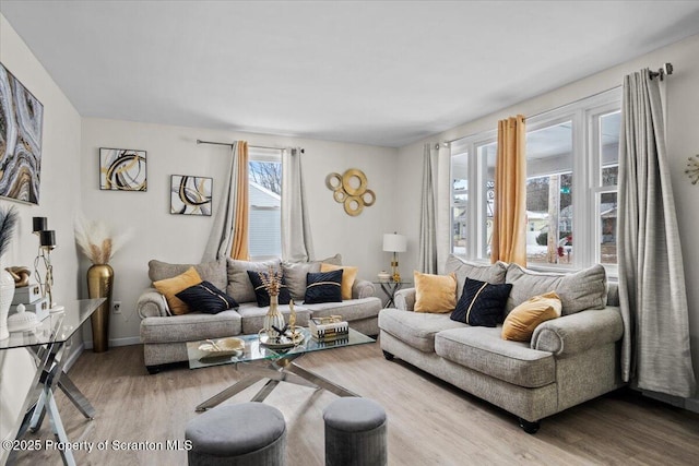 living room with hardwood / wood-style flooring and plenty of natural light