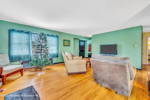 living room with light wood-type flooring