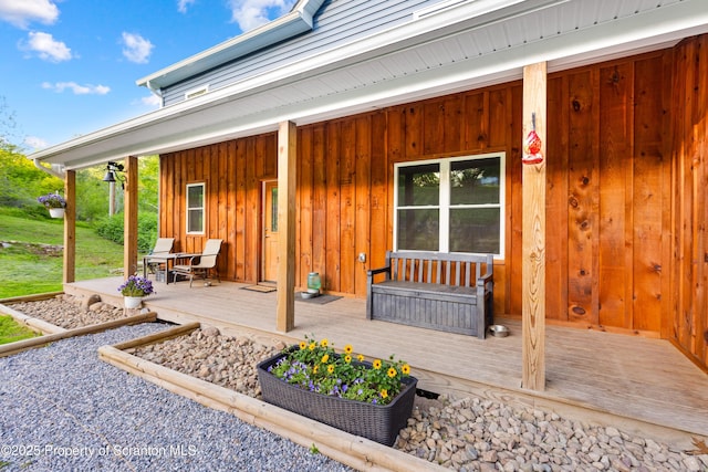 87 Old Farm Ln, White Haven, PA 18661 - doorway to property featuring board and batten siding and a porch