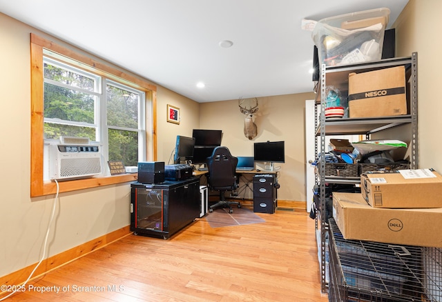 87 Old Farm Ln, White Haven, PA 18661 - office featuring baseboards, light wood-style floors, cooling unit, and recessed lighting