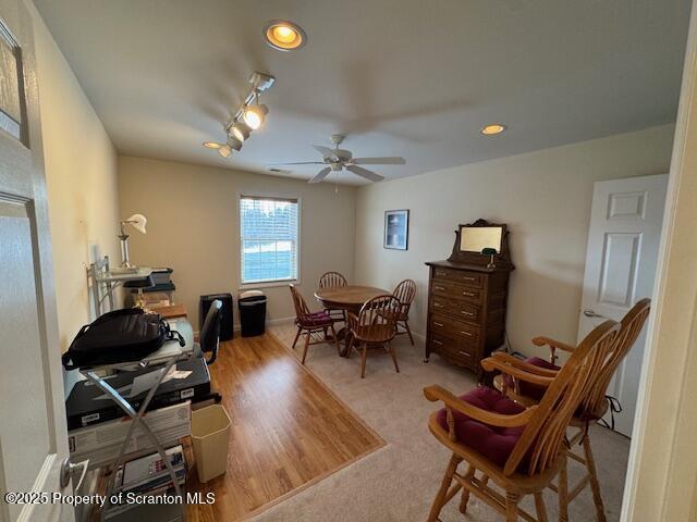 home office with ceiling fan