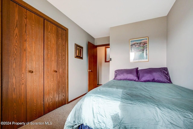 carpeted bedroom featuring a closet