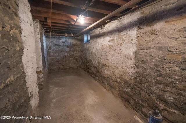 view of unfinished basement