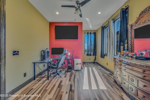 815 Oak St, Archbald, PA 18403 - office space featuring wood finished floors, recessed lighting, a ceiling fan, and baseboards
