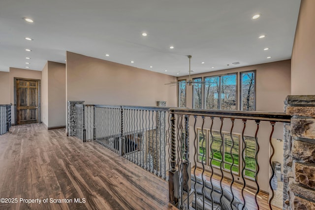 815 Oak St, Archbald, PA 18403 - hallway featuring recessed lighting, wood finished floors, and baseboards