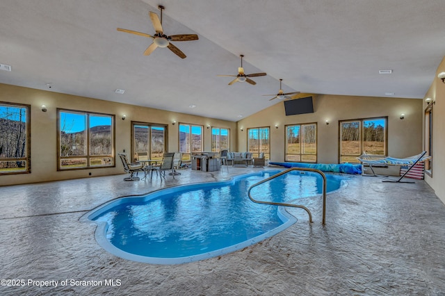 815 Oak St, Archbald, PA 18403 - view of pool featuring a covered pool and ceiling fan