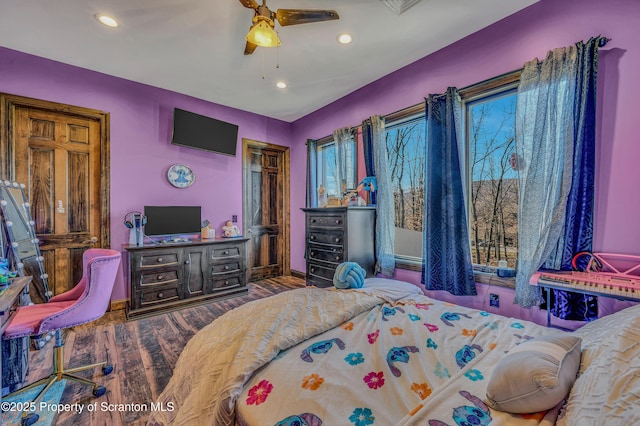 815 Oak St, Archbald, PA 18403 - bedroom featuring a ceiling fan, recessed lighting, wood finished floors, and baseboards