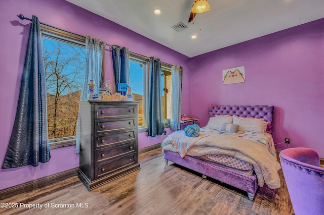 815 Oak St, Archbald, PA 18403 - bedroom with recessed lighting, visible vents, baseboards, and wood finished floors