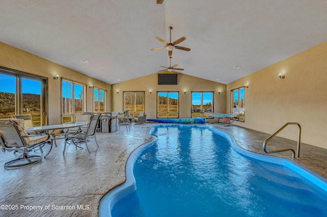 815 Oak St, Archbald, PA 18403 - view of swimming pool featuring a covered pool and ceiling fan