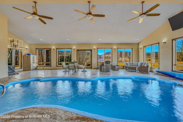 815 Oak St, Archbald, PA 18403 - view of pool with a covered pool and a ceiling fan