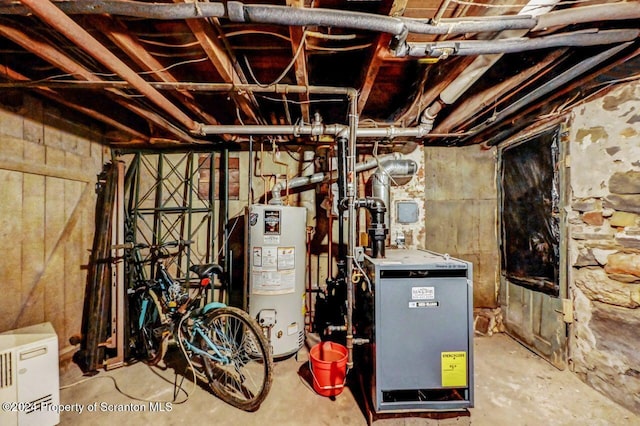 utility room with water heater