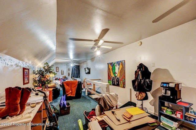 interior space featuring ceiling fan