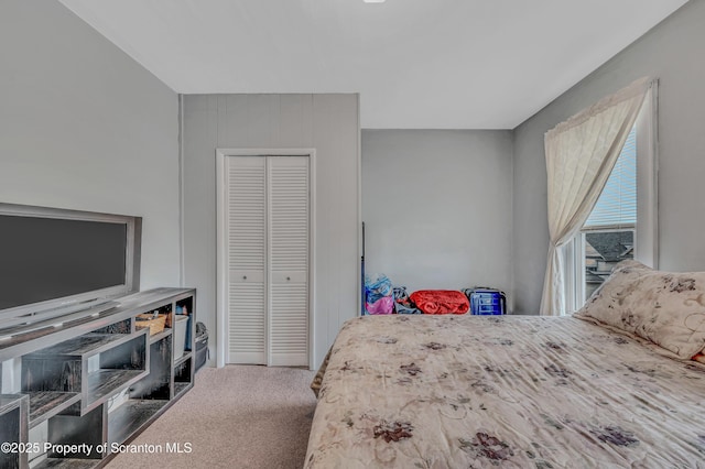 bedroom featuring a closet and carpet flooring