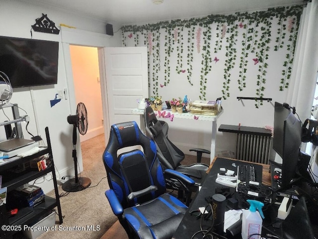 office area featuring carpet flooring