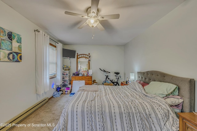 119121 Fern Way S, Abington Twp, PA 18411 - bedroom with a baseboard radiator, carpet, and ceiling fan